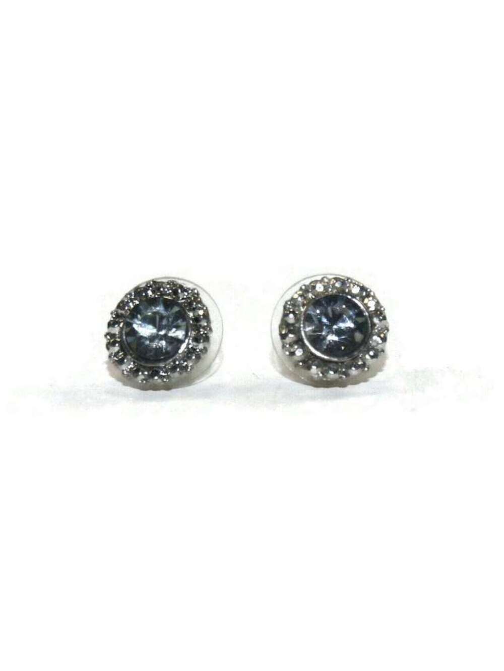 Vintage Silver Tone and rhinestone Crystal Round Stud Earrings with Post Backs.